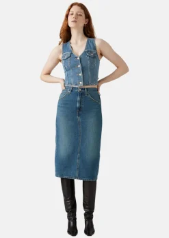 LEVI'S® HR BACK SLIT SKIRT RIVETING CL