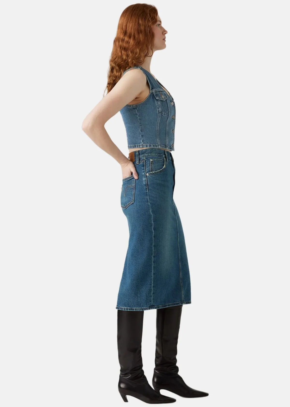 LEVI'S® HR BACK SLIT SKIRT RIVETING CL