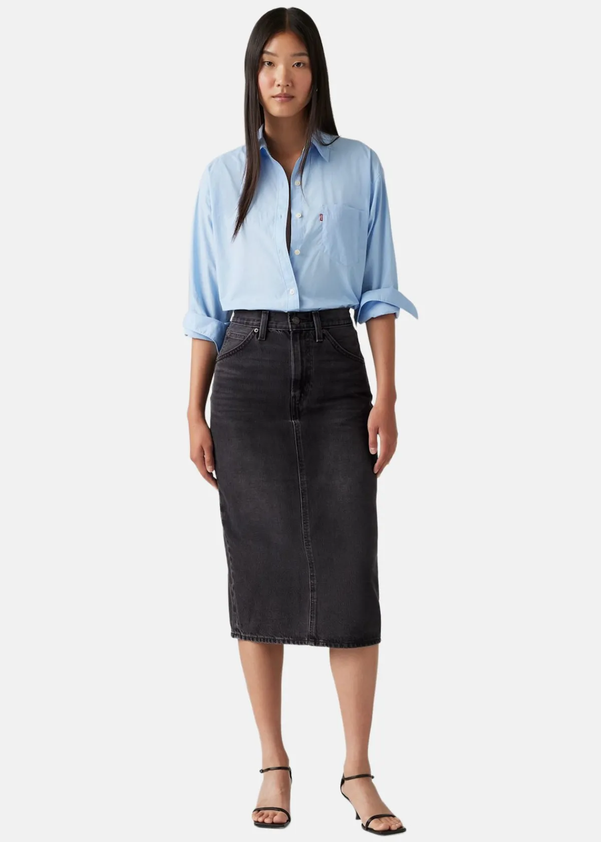 LEVI'S® HR BACK SLIT SKIRT RIVETING CL