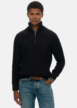 Superdry JACOB CABLE KNIT HALF ZIP
