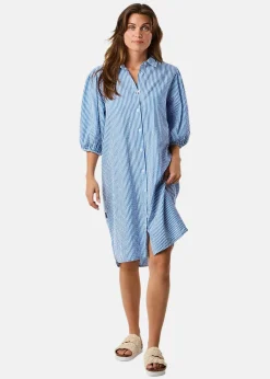 Seaside Marina Seersucker Oversized Shirt W