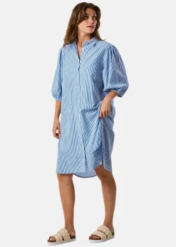 Seaside Marina Seersucker Oversized Shirt W